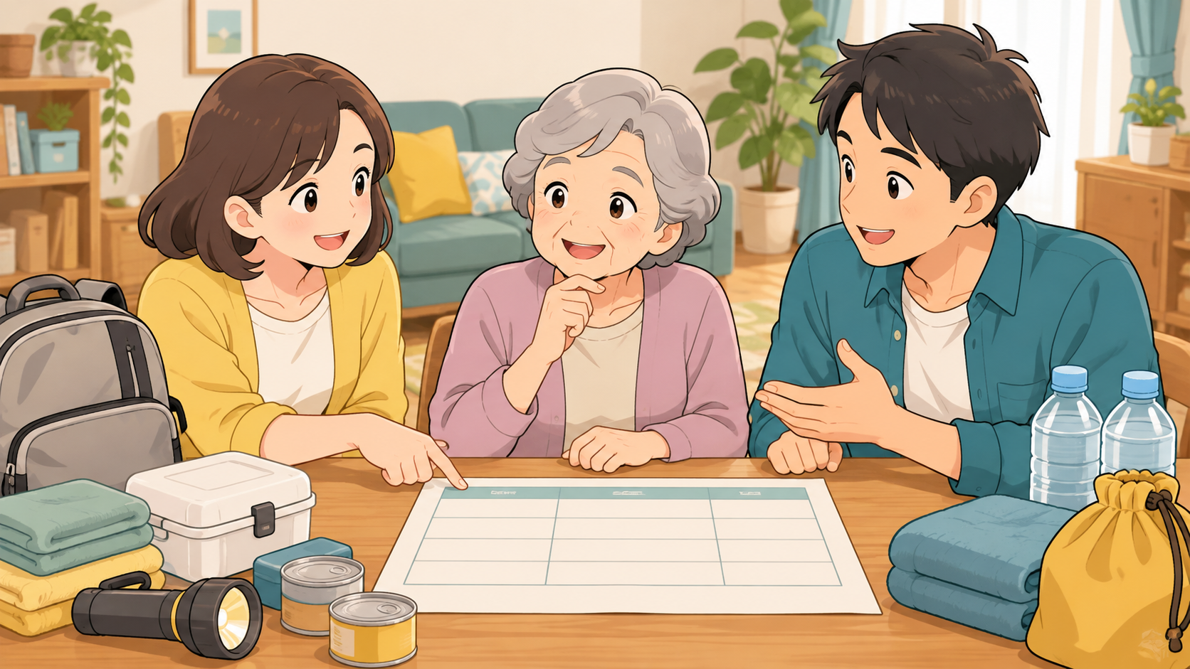 本人と家族で避難に必要な支援を相談する様子
