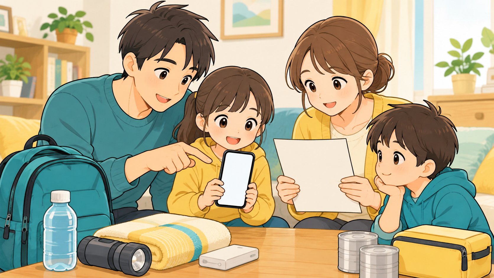 家族で情報の発信元と日時を確認する様子
